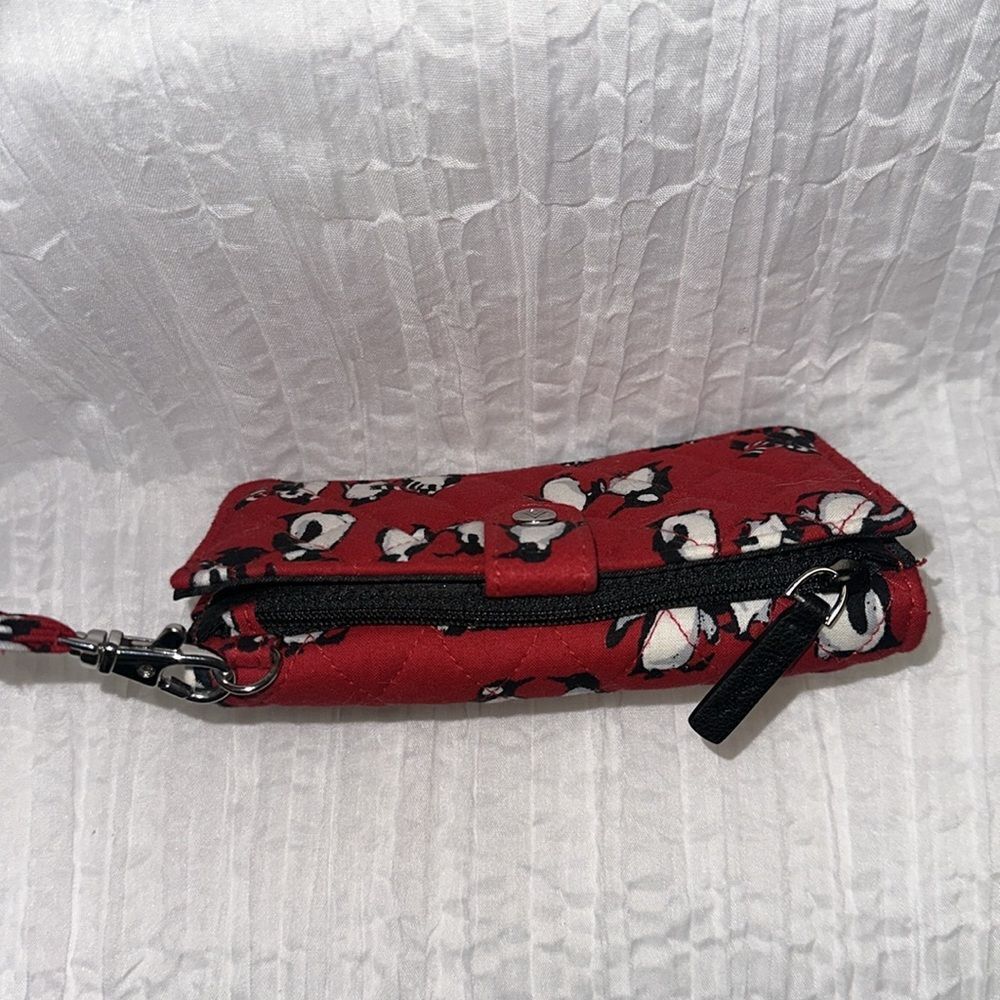 Vera Bradley Red Black White Gray Playful Penguins Wristlet & Small Wallet Set - Picture 9 of 16